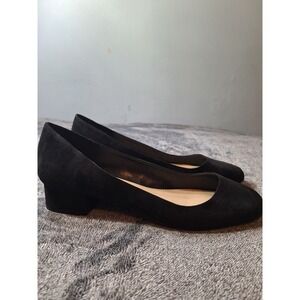 Aldo Kitten Block Heel Vegan Suede Shoes Womens 10 Black Holiday Event‎ Career